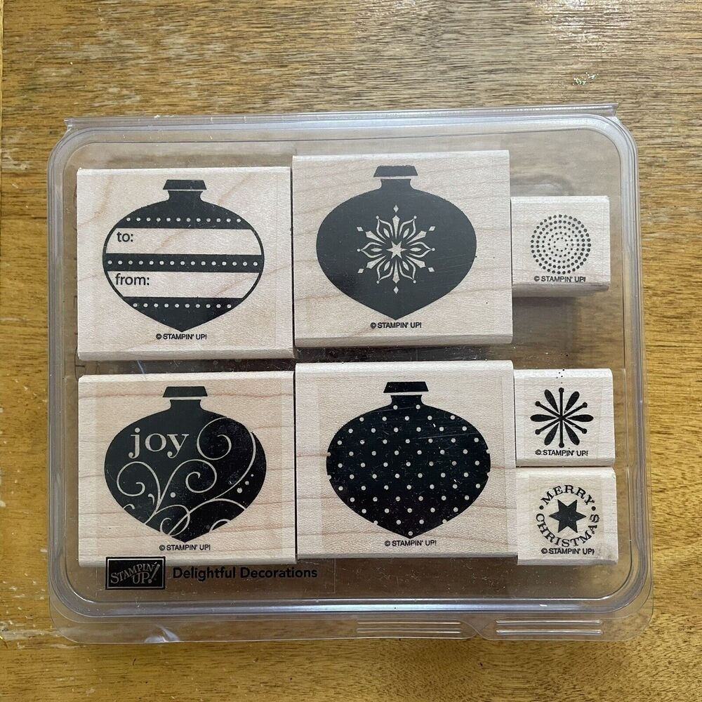 Stampin’ Up‎ Wood Mounted Rubber Stamps Delightful Decorations Christmas
